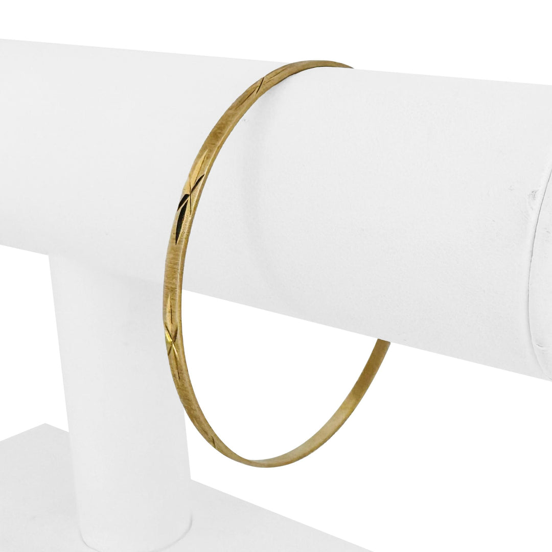 14k Yellow Gold 6.2g Solid Diamond Cut 3mm Round Bangle Bracelet 8"