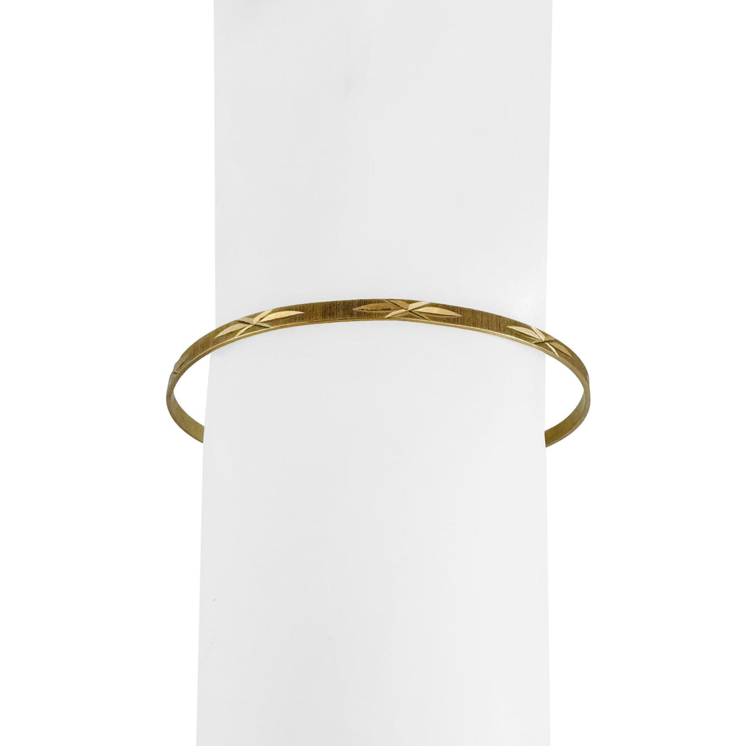 14k Yellow Gold 6.2g Solid Diamond Cut 3mm Round Bangle Bracelet 8"