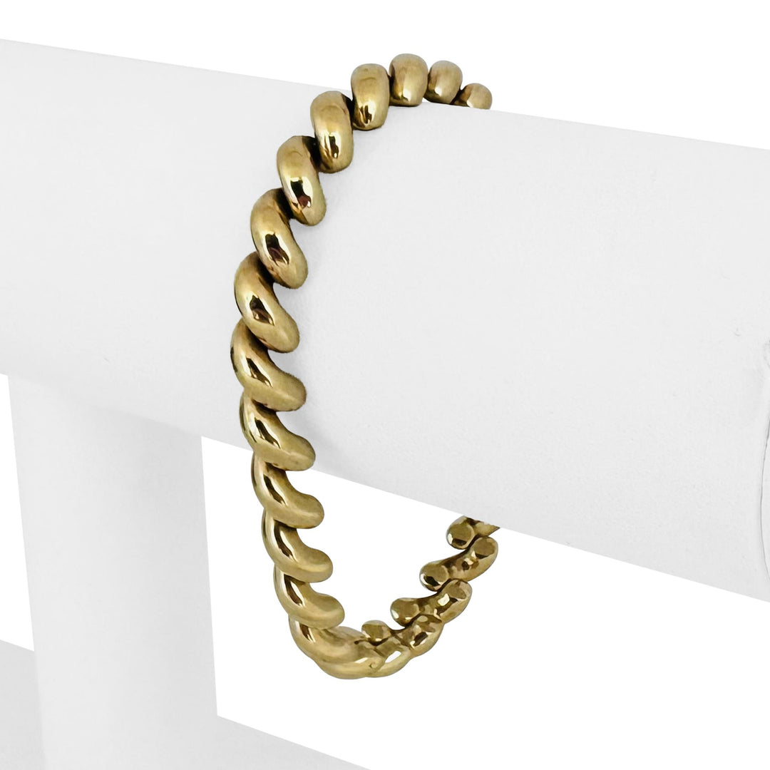 14k Yellow Gold 10.7g Ladies Polished 7mm San Marco Link Bracelet Italy 7"