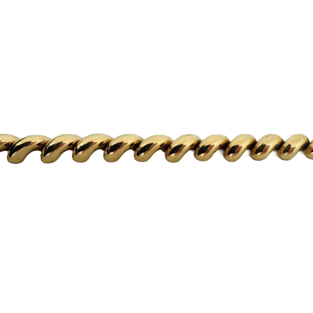 14k Yellow Gold 10.7g Ladies Polished 7mm San Marco Link Bracelet Italy 7"