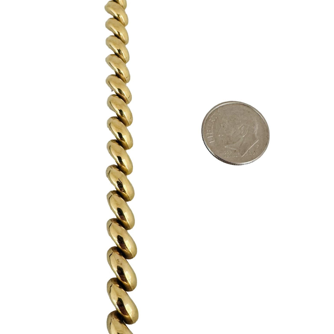 14k Yellow Gold 10.7g Ladies Polished 7mm San Marco Link Bracelet Italy 7"