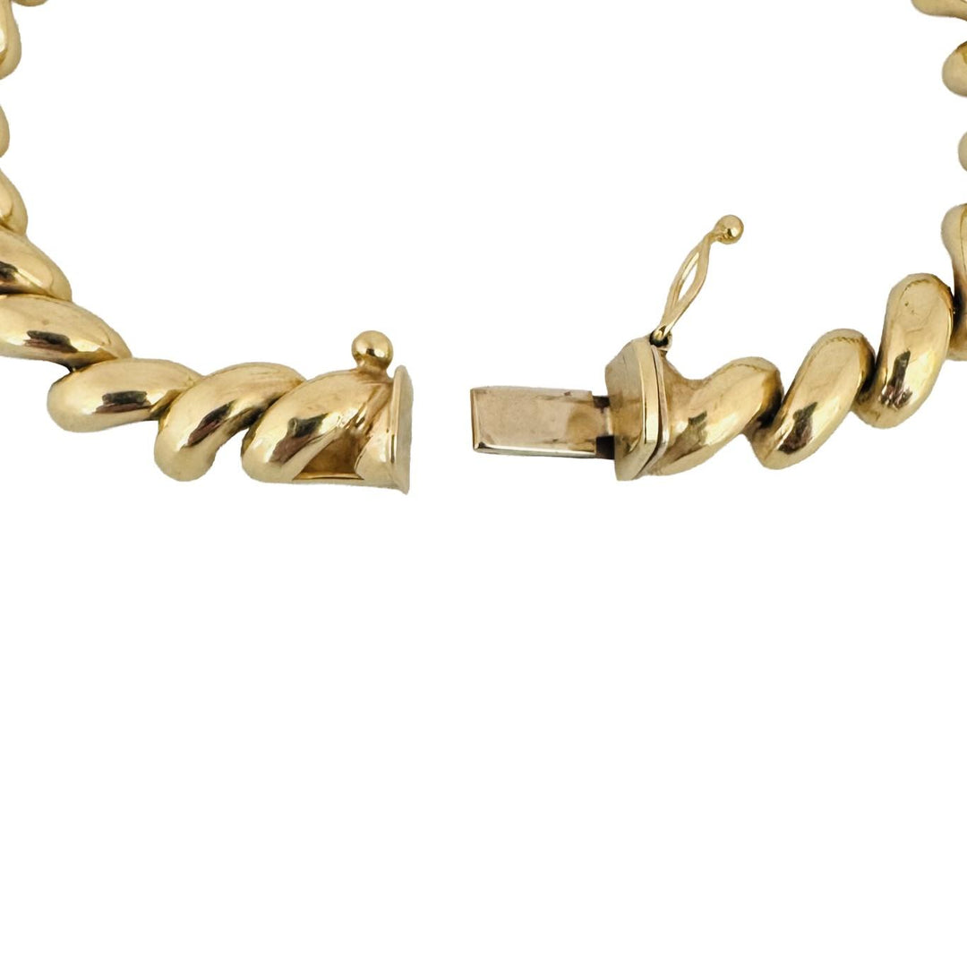 14k Yellow Gold 10.7g Ladies Polished 7mm San Marco Link Bracelet Italy 7"