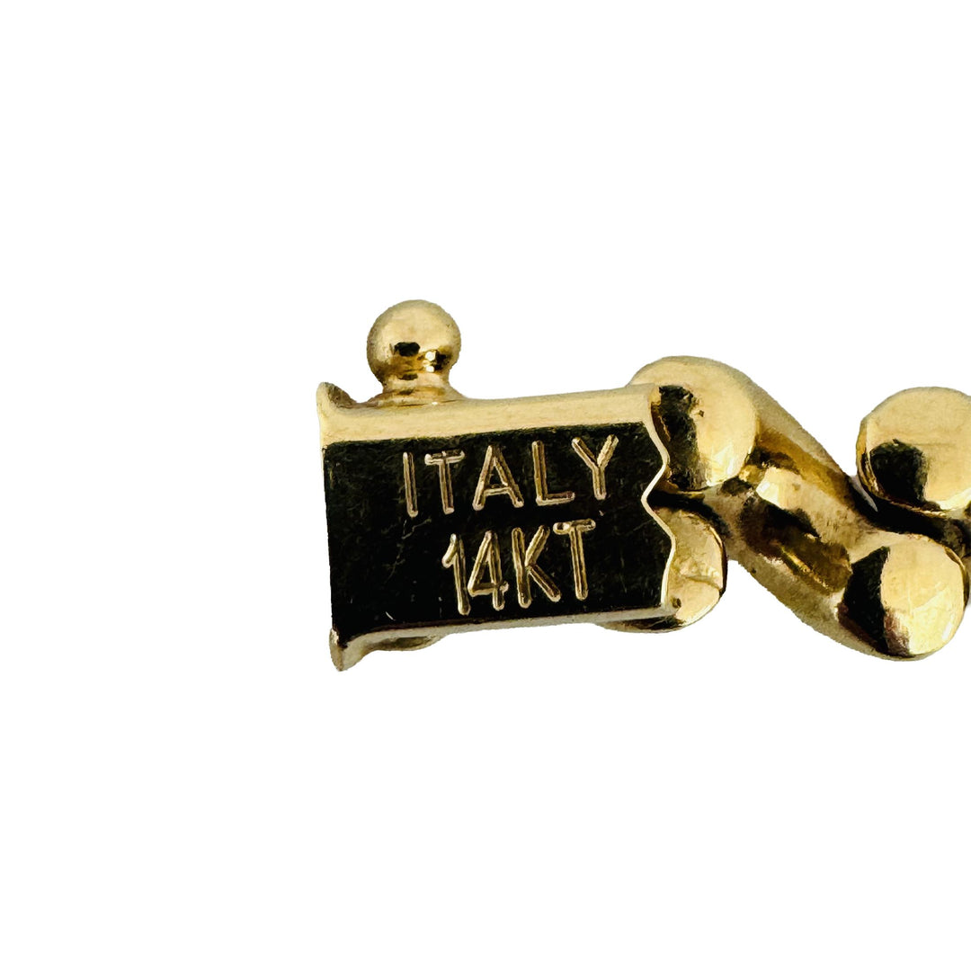 14k Yellow Gold 10.7g Ladies Polished 7mm San Marco Link Bracelet Italy 7"