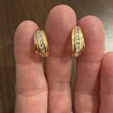 14k Yellow Gold and 0.75cttw Diamond Fancy Huggie Earrings