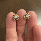 18k Rose Gold and 0.50cttw Cluster Diamond Vintage Floral Stud Earrings