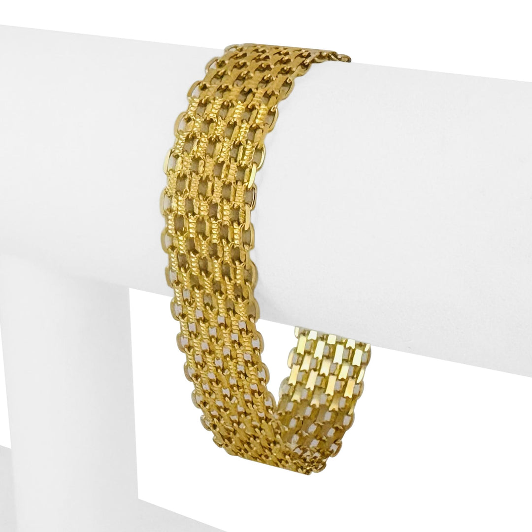 14k Yellow Gold 20.6g Ladies Solid Wide 15mm Bismark Link Bracelet Italy 7"