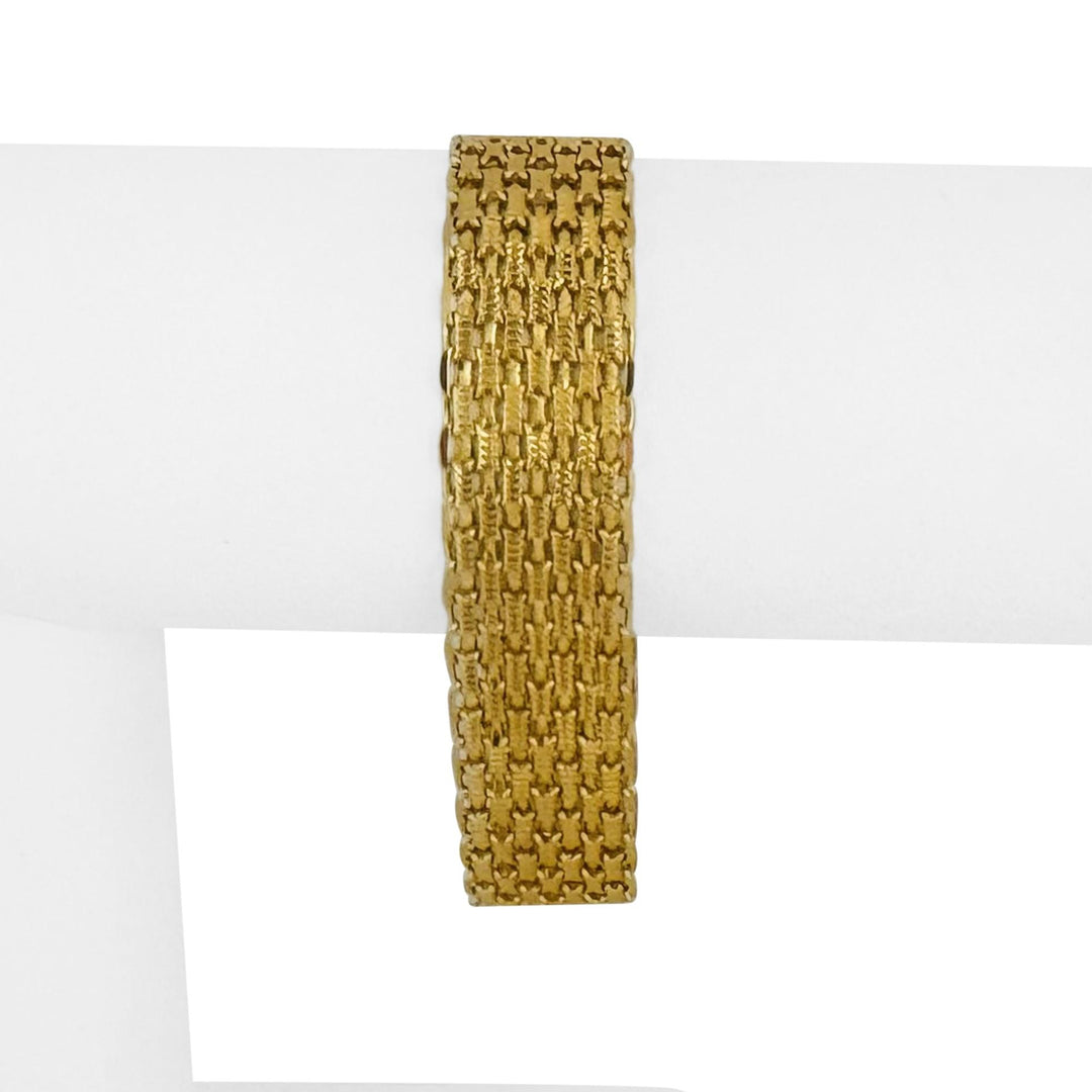 14k Yellow Gold 20.6g Ladies Solid Wide 15mm Bismark Link Bracelet Italy 7"