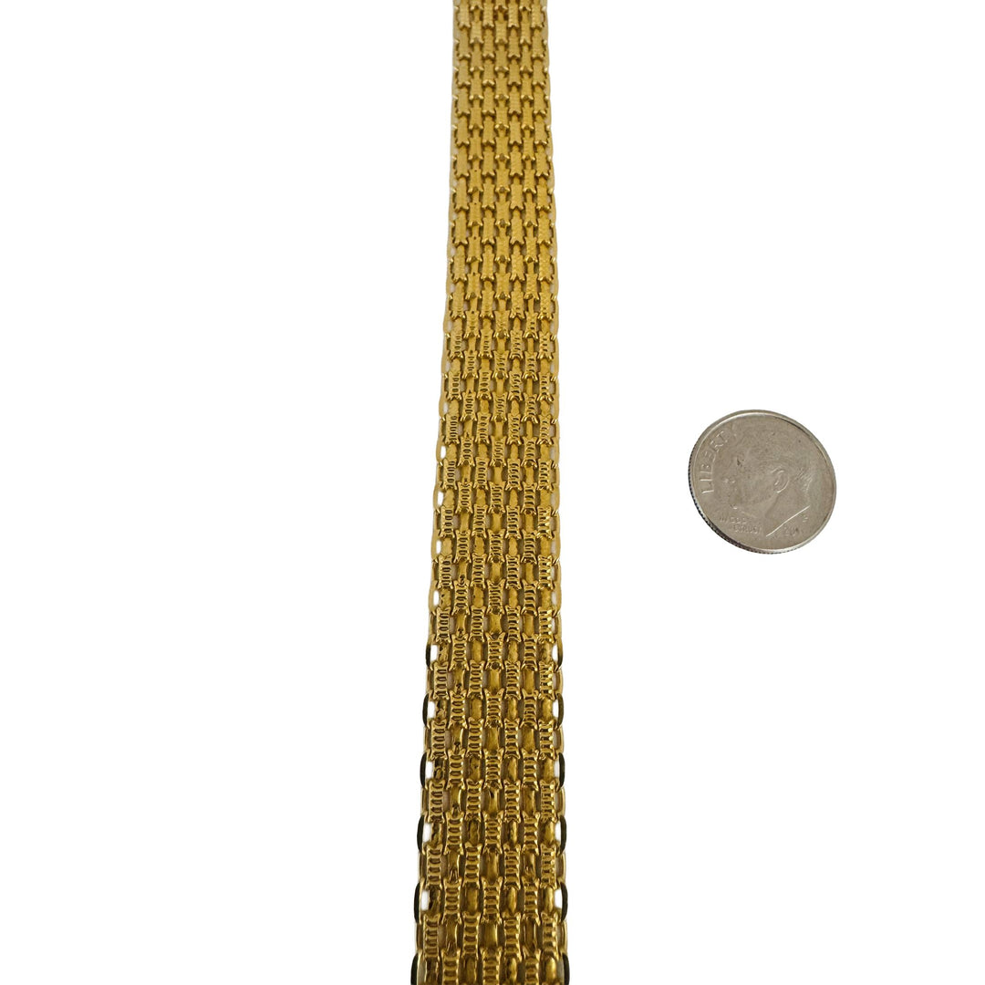 14k Yellow Gold 20.6g Ladies Solid Wide 15mm Bismark Link Bracelet Italy 7"