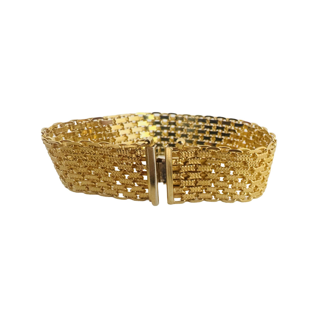 14k Yellow Gold 20.6g Ladies Solid Wide 15mm Bismark Link Bracelet Italy 7"