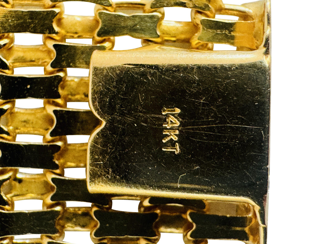 14k Yellow Gold 20.6g Ladies Solid Wide 15mm Bismark Link Bracelet Italy 7"