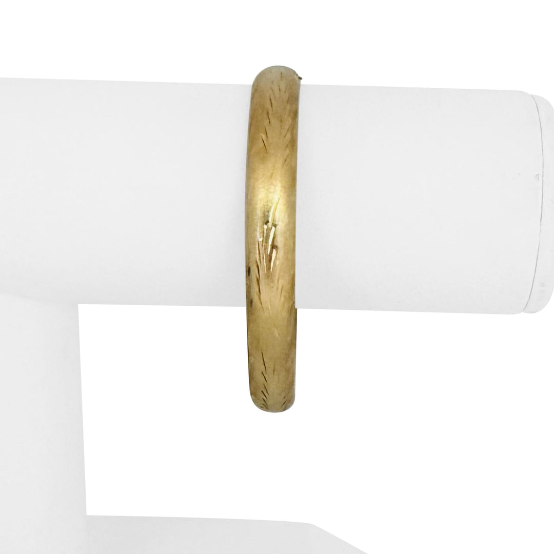 14k Yellow Gold 9.9g Vintage 8mm Floral Bangle Bracelet 6.75"