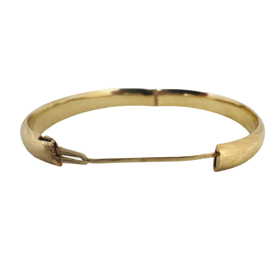 14k Yellow Gold 9.9g Vintage 8mm Floral Bangle Bracelet 6.75"
