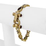 14k Yellow Gold 19.6g Multi Gemstone Heavy Fancy Link Bracelet 7"