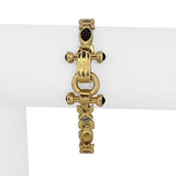 14k Yellow Gold 19.6g Multi Gemstone Heavy Fancy Link Bracelet 7"