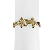 14k Yellow Gold 19.6g Multi Gemstone Heavy Fancy Link Bracelet 7"