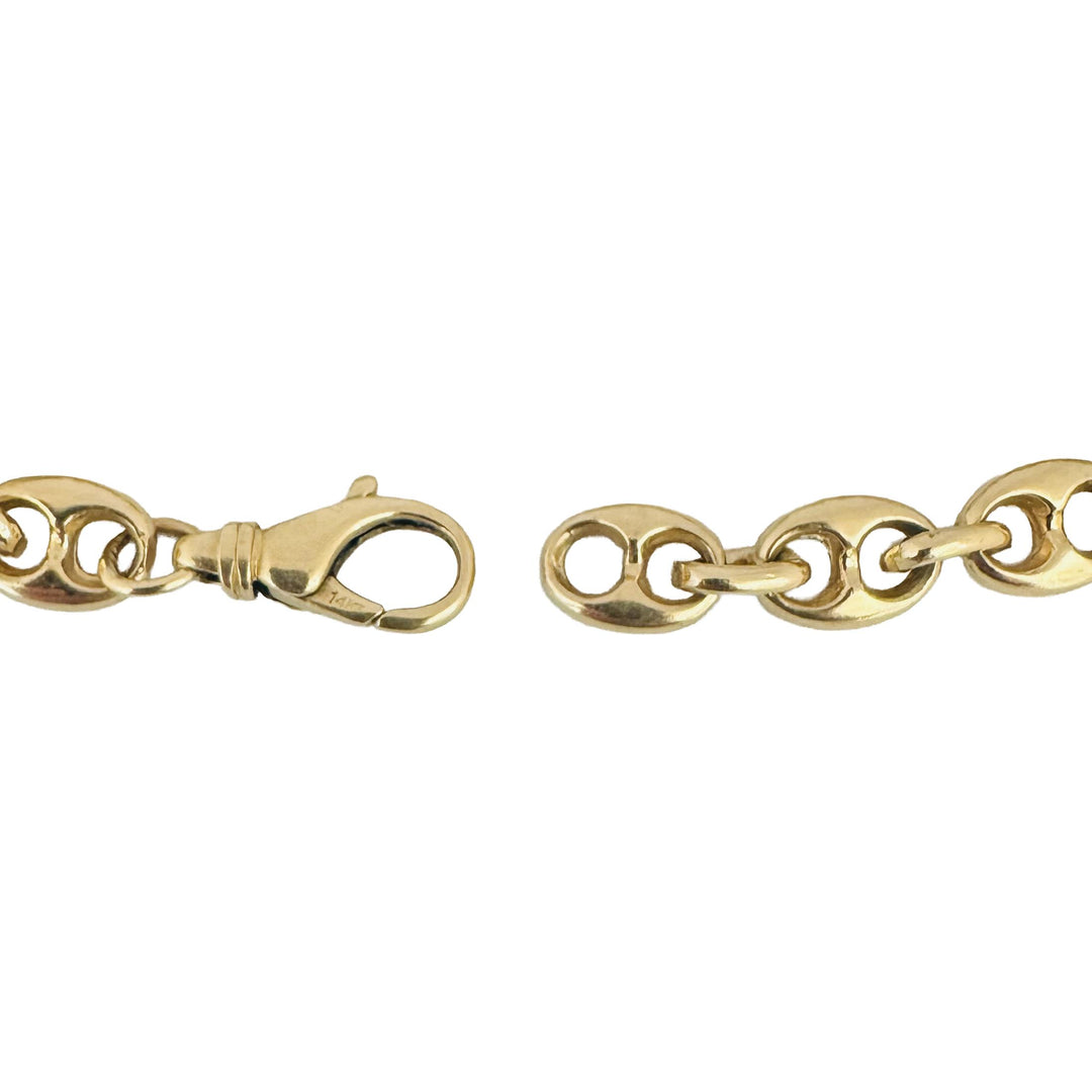 14k Yellow Gold 21.4g Solid Ladies 7.5mm Puffy Mariner Link Bracelet 6.5"