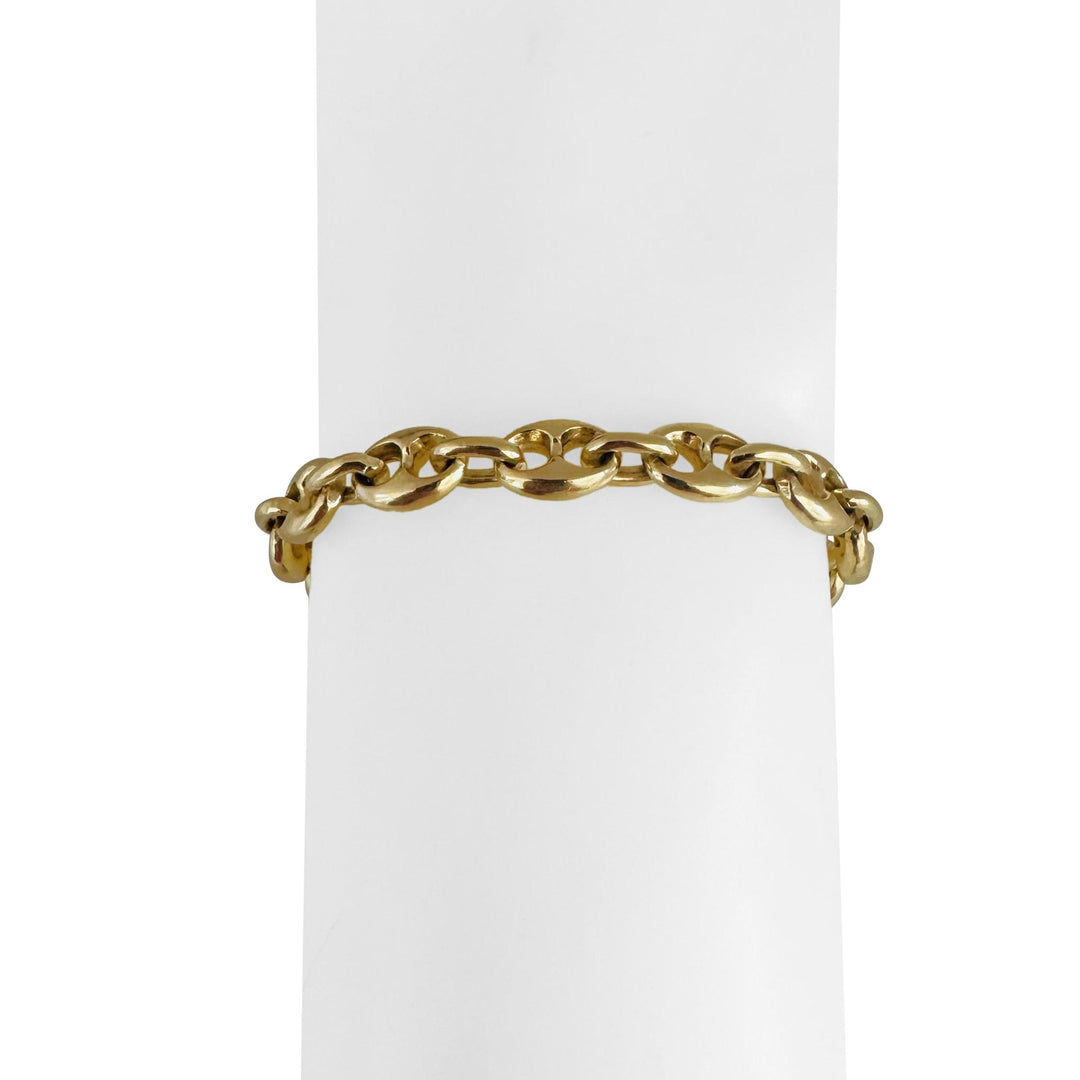 14k Yellow Gold 21.4g Solid Ladies 7.5mm Puffy Mariner Link Bracelet 6.5"