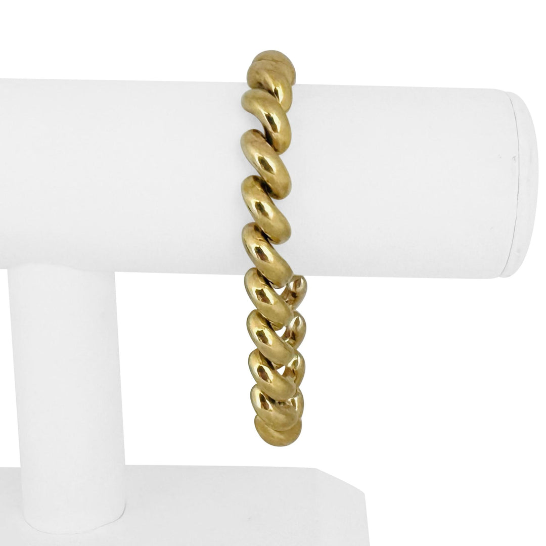 14k Yellow Gold 24g Ladies Polished 10mm San Marco Link Bracelet Italy 8"