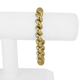 14k Yellow Gold 24g Ladies Polished 10mm San Marco Link Bracelet Italy 8"
