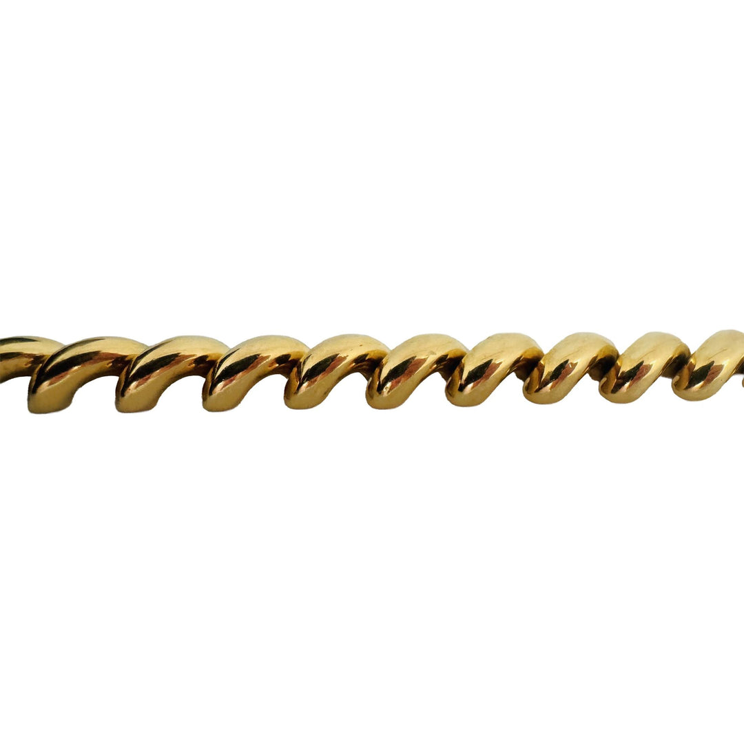 14k Yellow Gold 24g Ladies Polished 10mm San Marco Link Bracelet Italy 8"