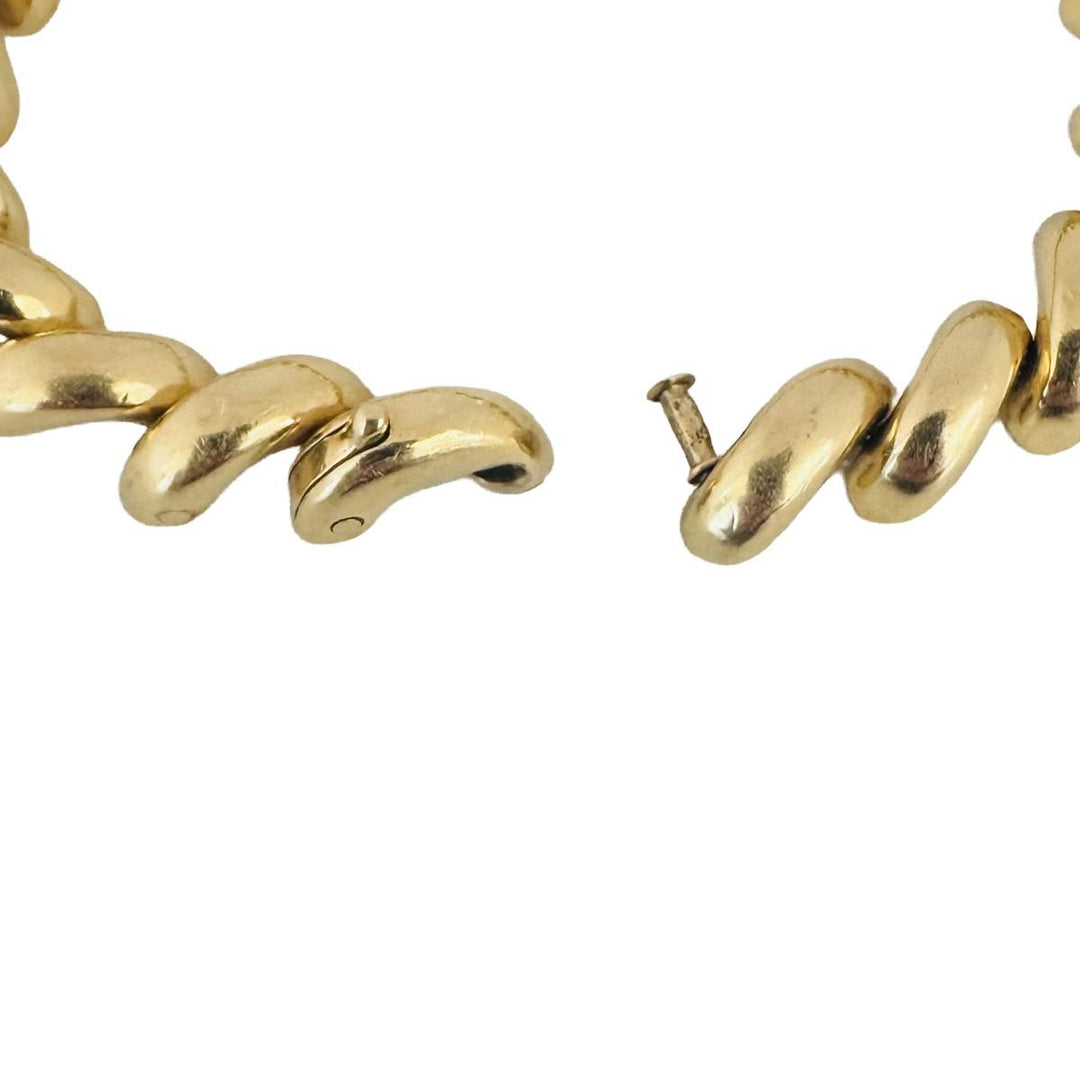 14k Yellow Gold 24g Ladies Polished 10mm San Marco Link Bracelet Italy 8"
