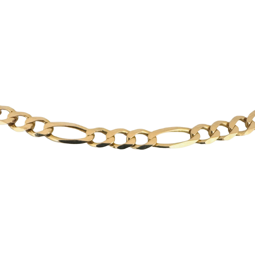 14k Yellow Gold 14.4g Solid 5mm Figaro Link Chain Necklace Italy 21"
