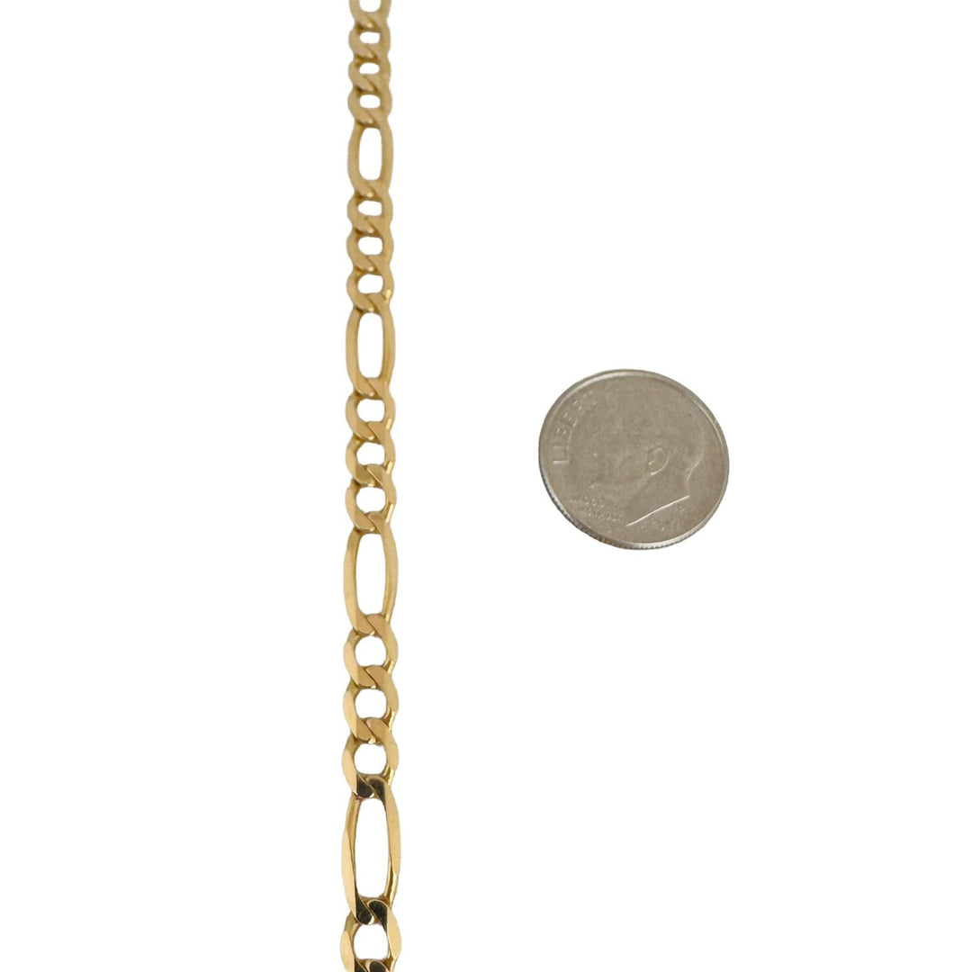14k Yellow Gold 14.4g Solid 5mm Figaro Link Chain Necklace Italy 21"