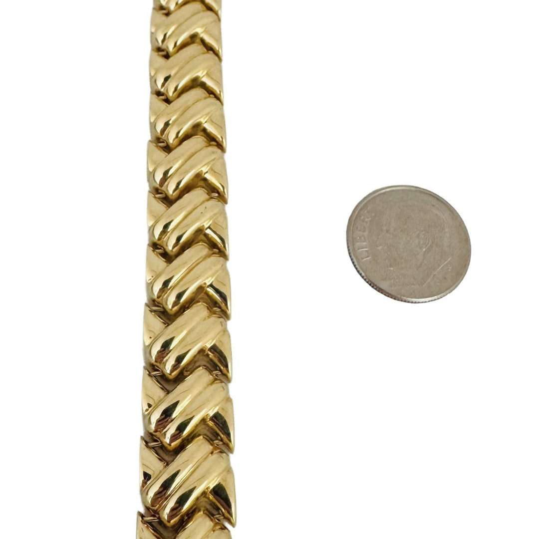 14k Yellow Gold 22.3g Ladies Heavy Thick 11mm Fancy Link Bracelet 7"