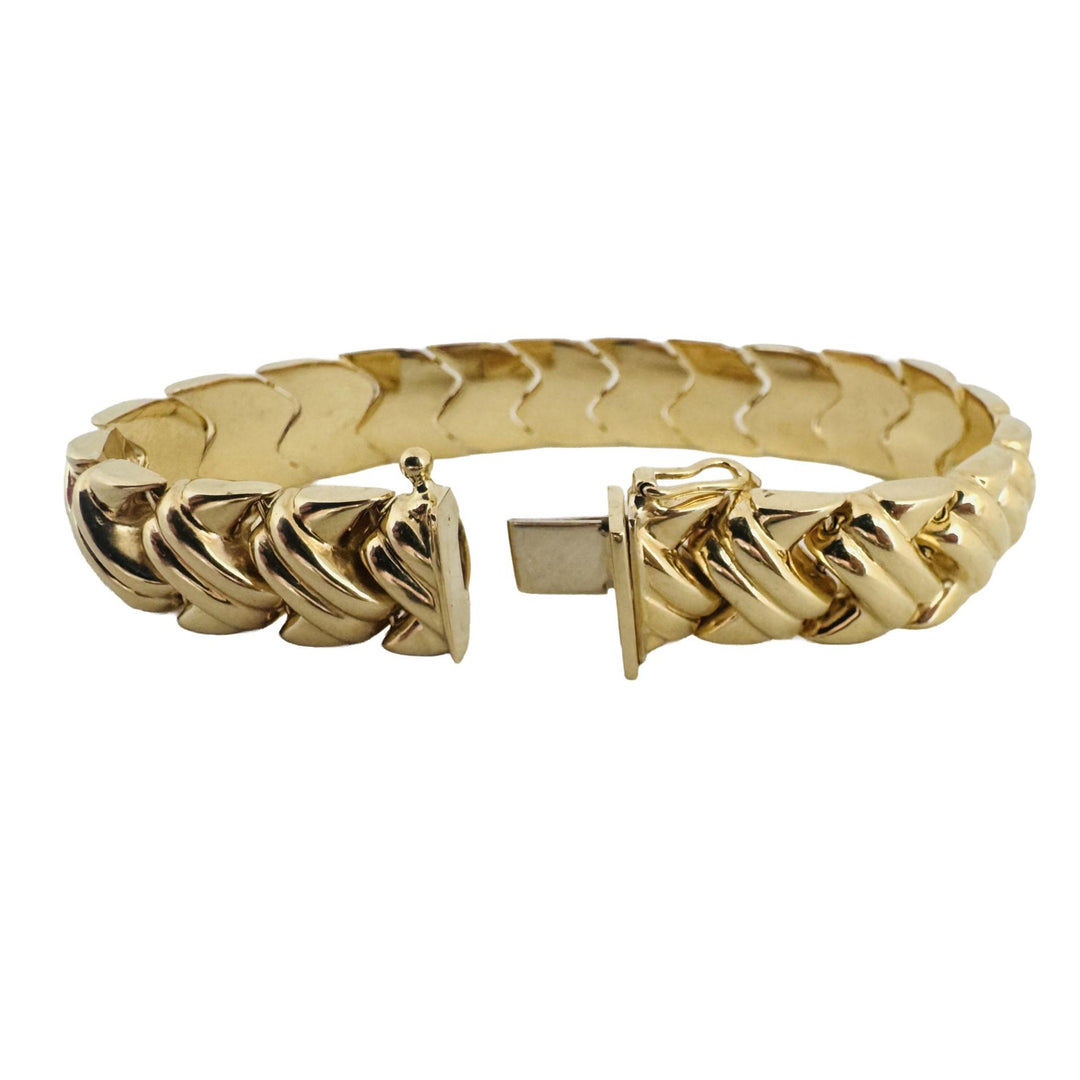14k Yellow Gold 22.3g Ladies Heavy Thick 11mm Fancy Link Bracelet 7"