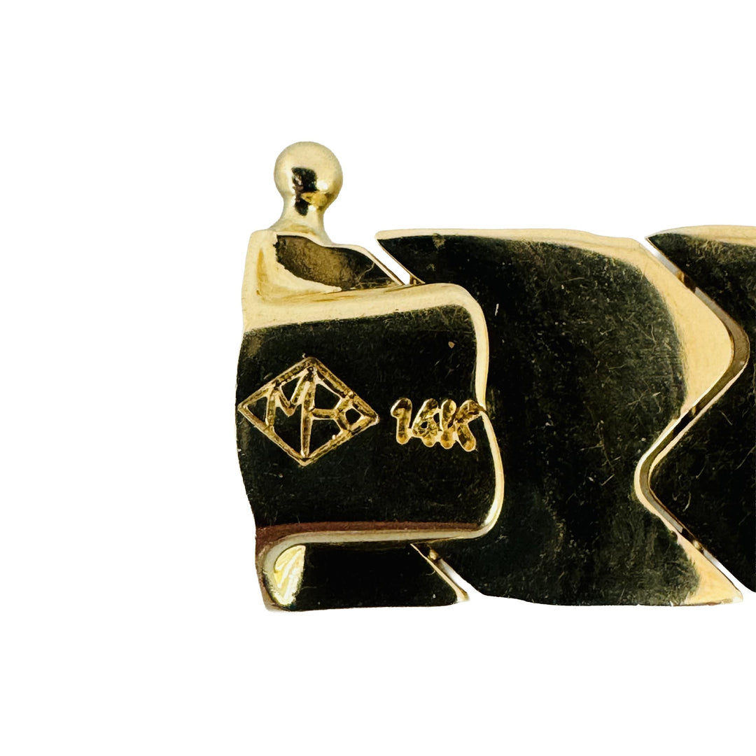 14k Yellow Gold 22.3g Ladies Heavy Thick 11mm Fancy Link Bracelet 7"