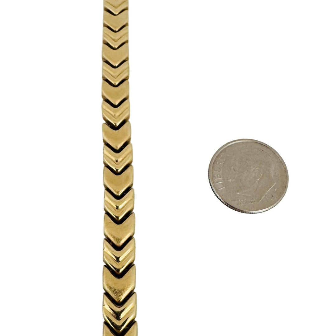 14k Yellow Gold 12.5g Ladies Vintage 7mm Fancy V Link Bracelet 7.25"