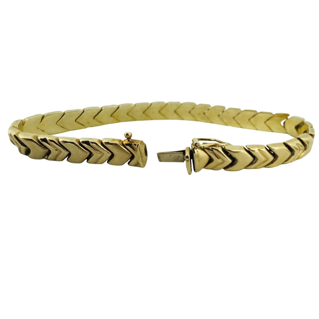 14k Yellow Gold 12.5g Ladies Vintage 7mm Fancy V Link Bracelet 7.25"