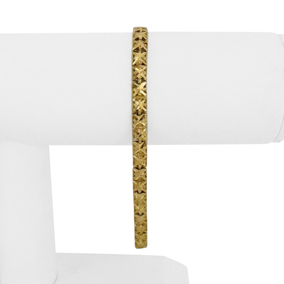 14k Yellow Gold 8.8g Solid Diamond Cut 4.5mm Square Link Bracelet 8.25"