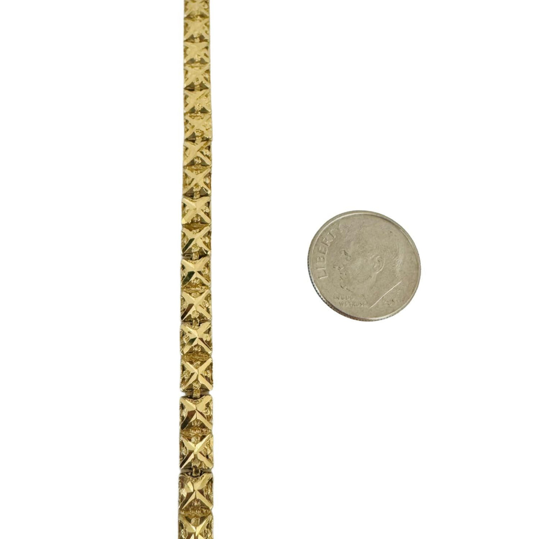 14k Yellow Gold 8.8g Solid Diamond Cut 4.5mm Square Link Bracelet 8.25"