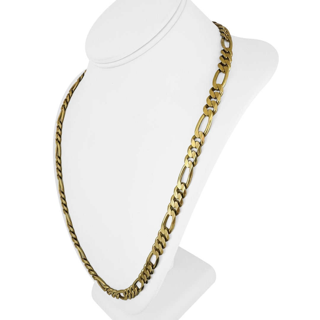 14k Yellow Gold 67.8g Solid Heavy 8mm Figaro Link Chain Necklace Italy 25"