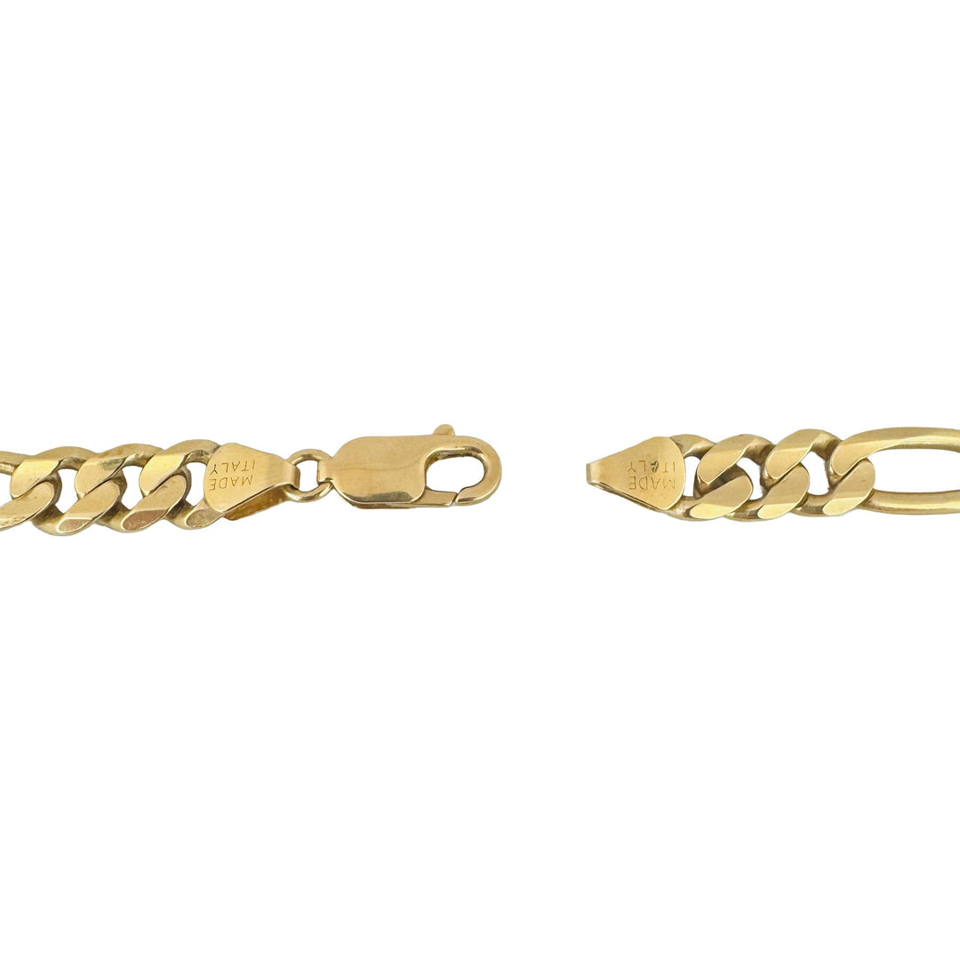 14k Yellow Gold 67.8g Solid Heavy 8mm Figaro Link Chain Necklace Italy 25"