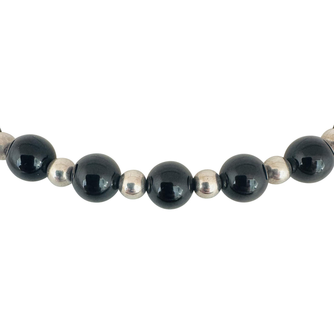 Tiffany & Co. Sterling Silver and Black Onyx Bead Necklace 31"