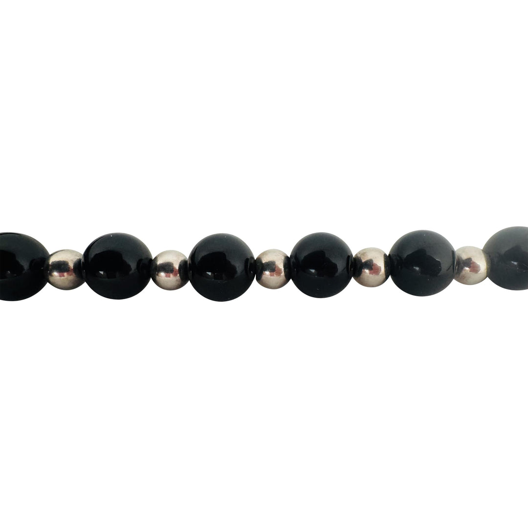 Tiffany & Co. Sterling Silver and Black Onyx Bead Necklace 31"