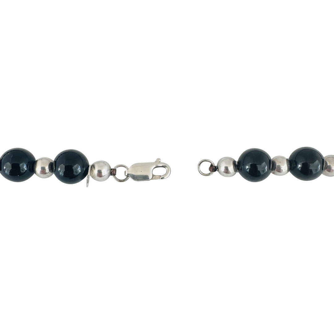 Tiffany & Co. Sterling Silver and Black Onyx Bead Necklace 31"