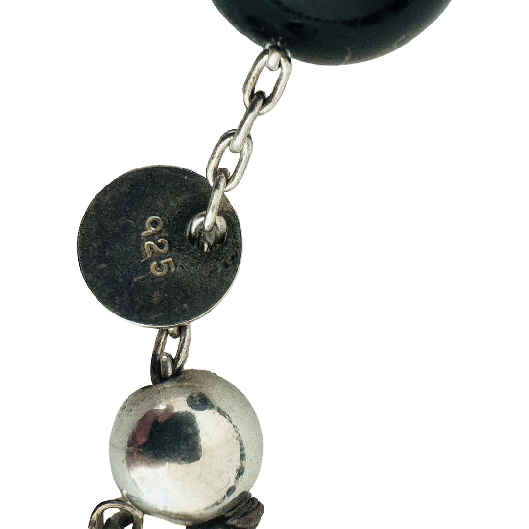 Tiffany & Co. Sterling Silver and Black Onyx Bead Necklace 31"