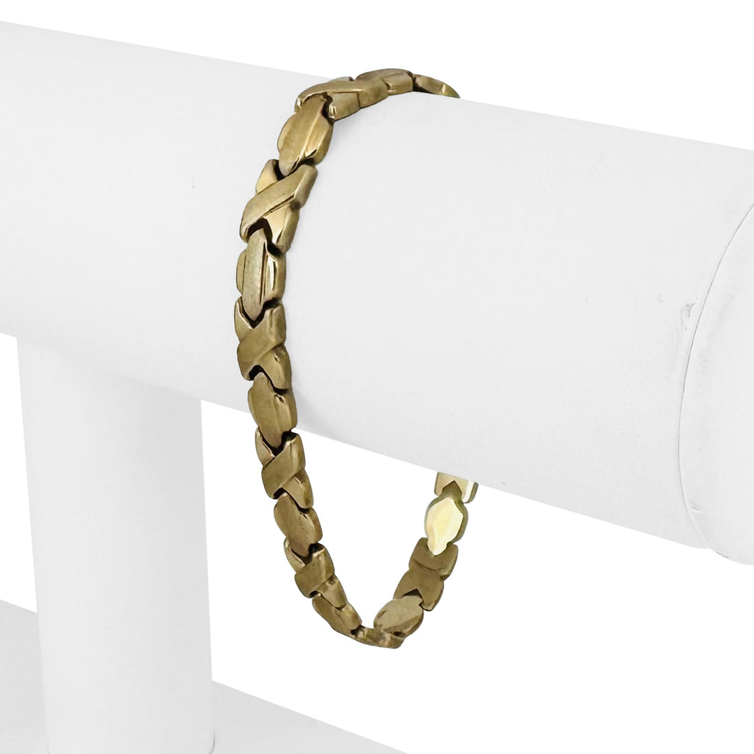 14k Yellow Gold 11g Ladies XO Link Bolt Clasp Bracelet 7"