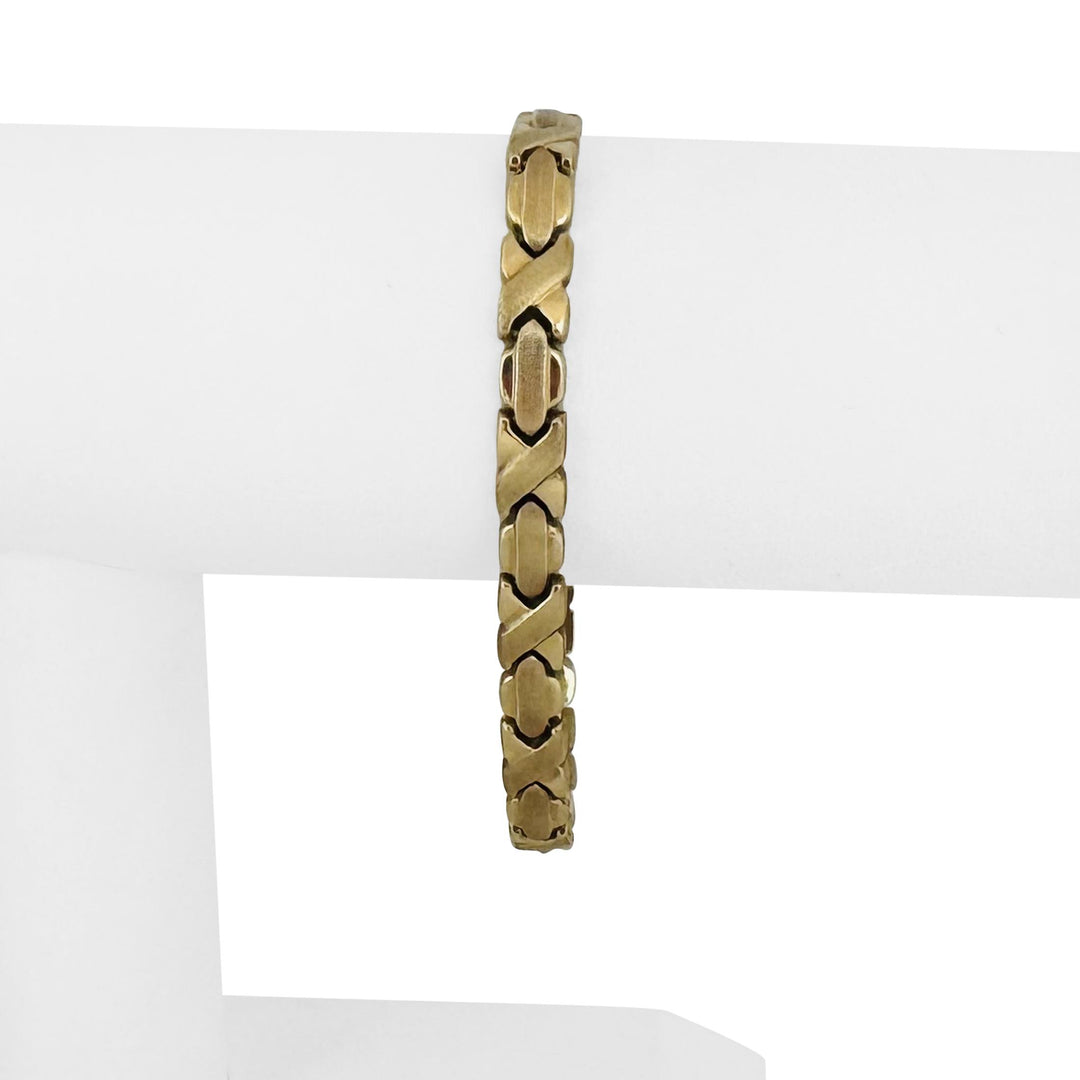14k Yellow Gold 11g Ladies XO Link Bolt Clasp Bracelet 7"