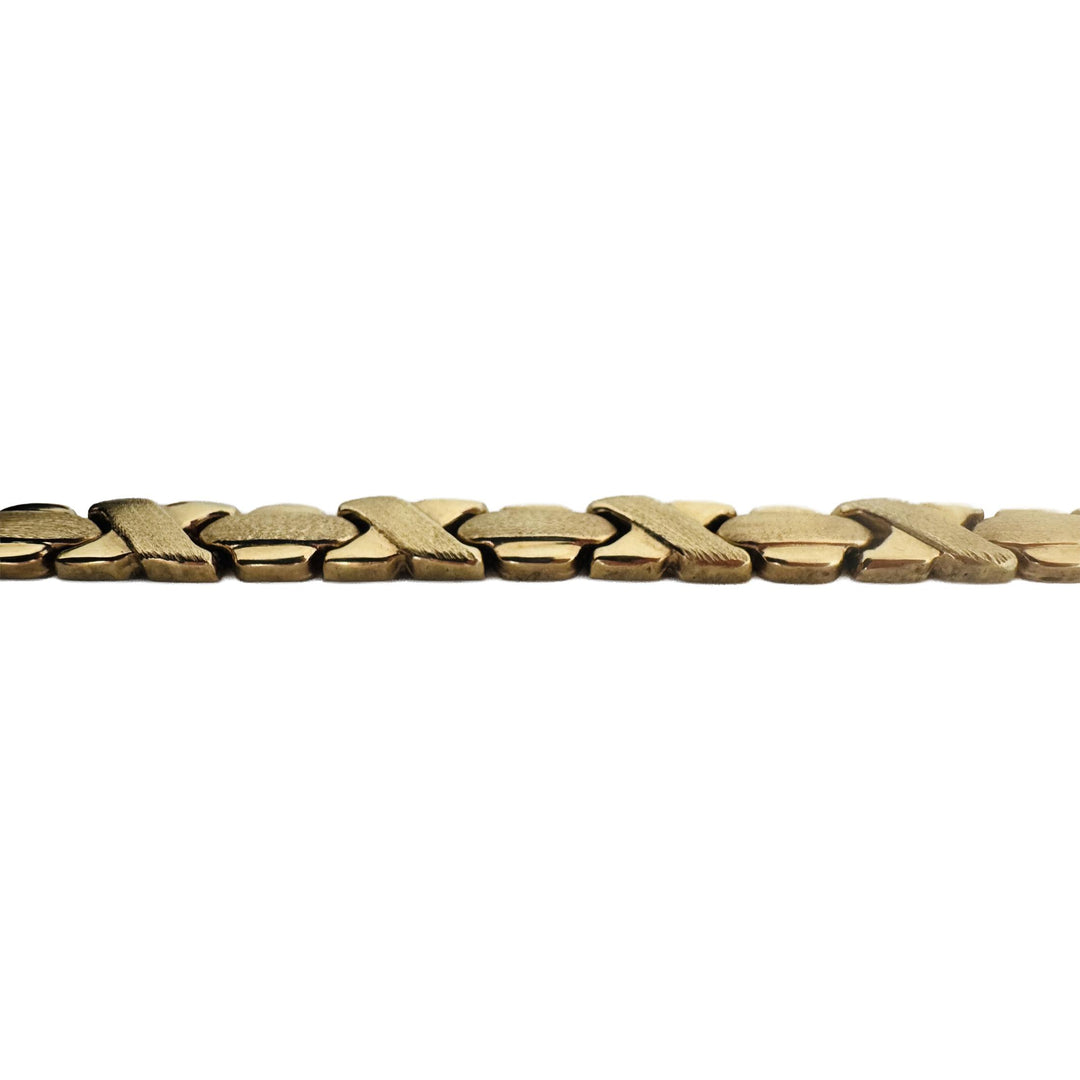 14k Yellow Gold 11g Ladies XO Link Bolt Clasp Bracelet 7"