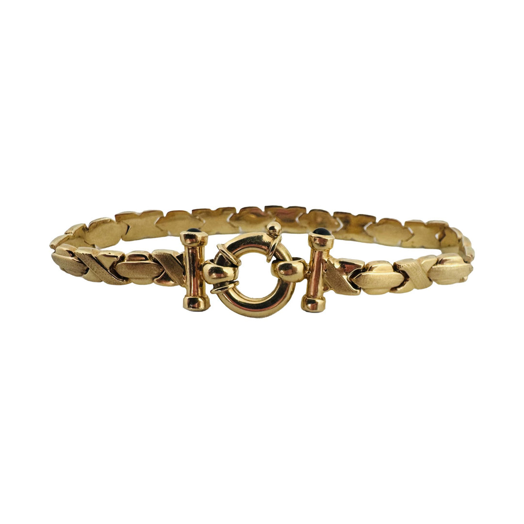 14k Yellow Gold 11g Ladies XO Link Bolt Clasp Bracelet 7"