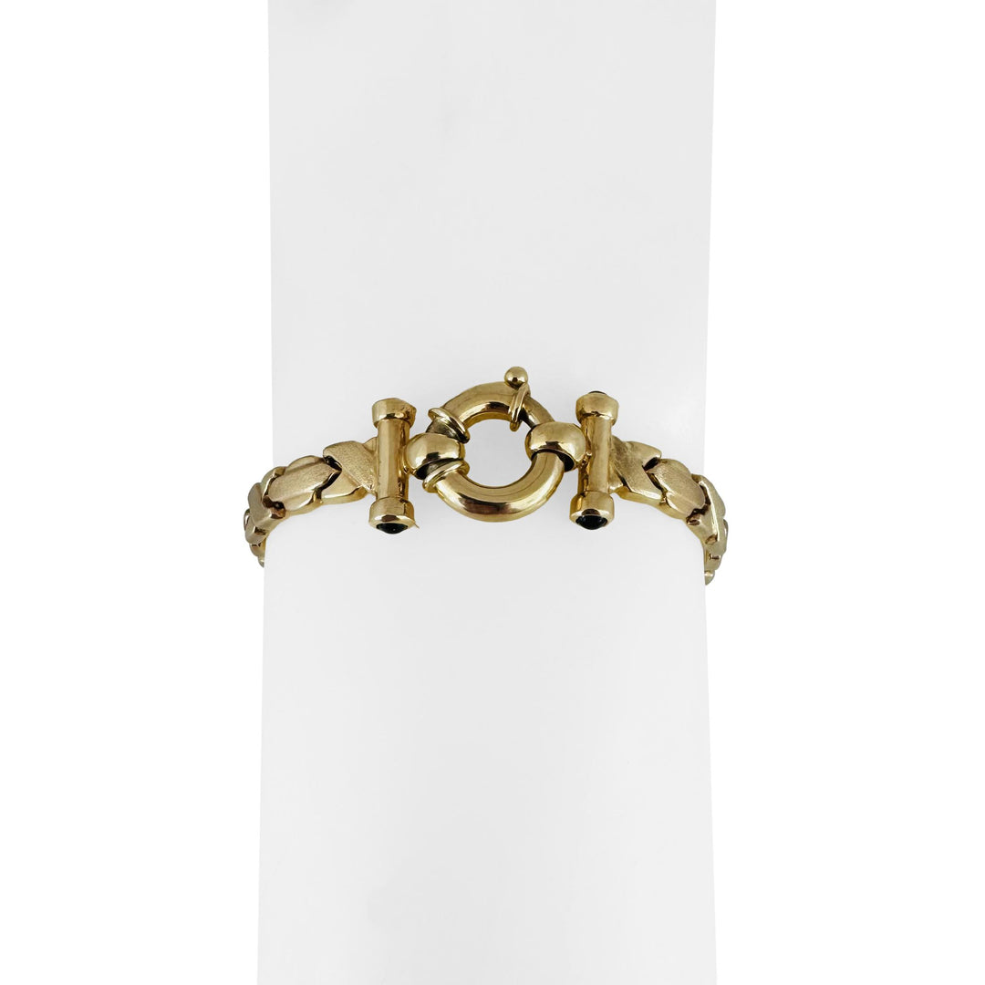 14k Yellow Gold 11g Ladies XO Link Bolt Clasp Bracelet 7"