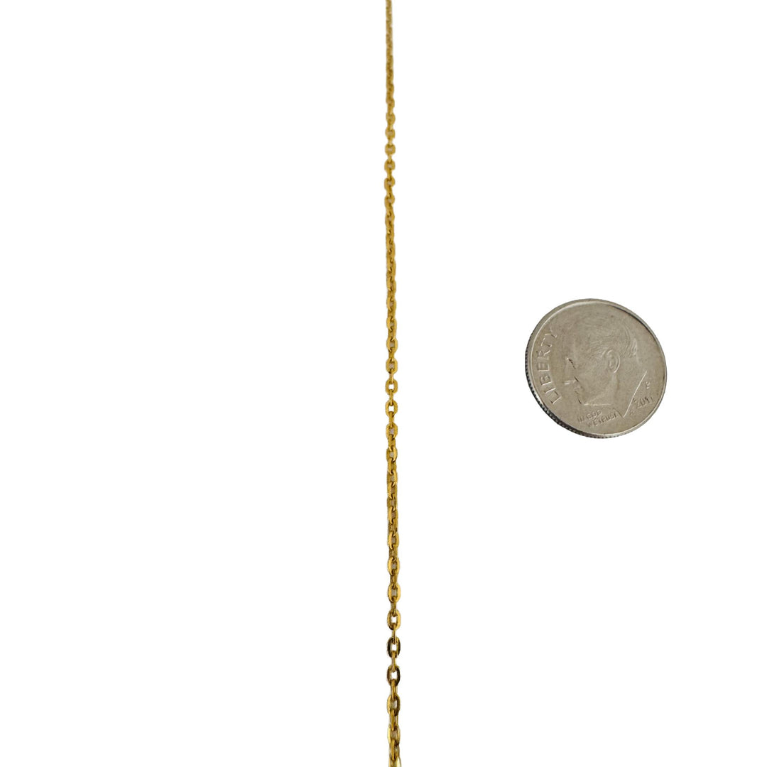 24k Pure Yellow Gold 3.7g Solid Very Thin 1.5mm Cable Link Chain Necklace 16"