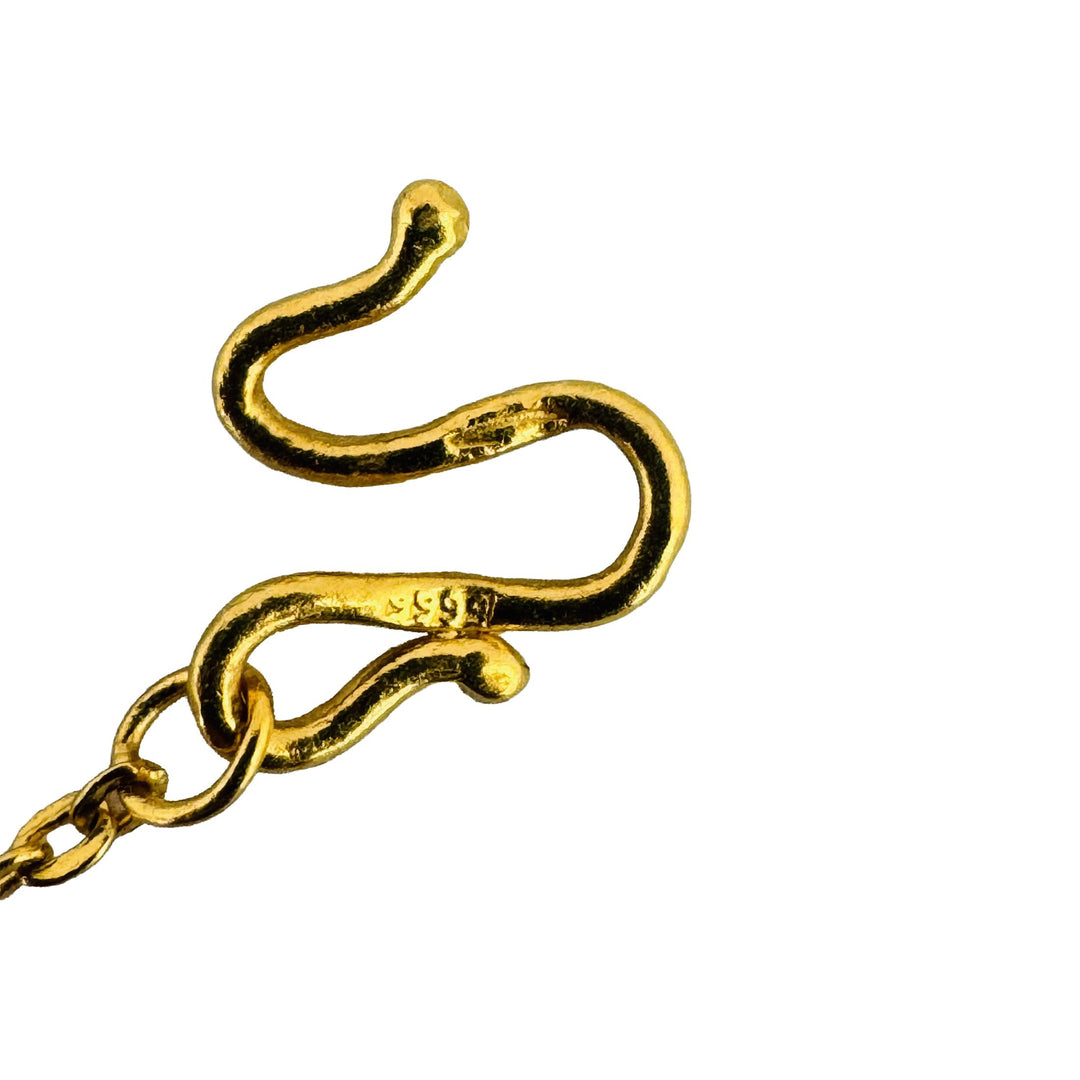 24k Pure Yellow Gold 3.7g Solid Very Thin 1.5mm Cable Link Chain Necklace 16"