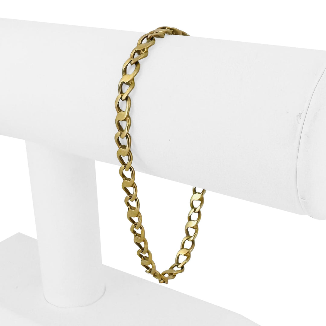 18k Yellow Gold 11.8g Vintage Solid 5mm Fancy Curb Link Bracelet Italy 7.5"