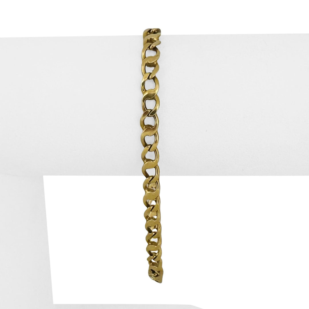 18k Yellow Gold 11.8g Vintage Solid 5mm Fancy Curb Link Bracelet Italy 7.5"