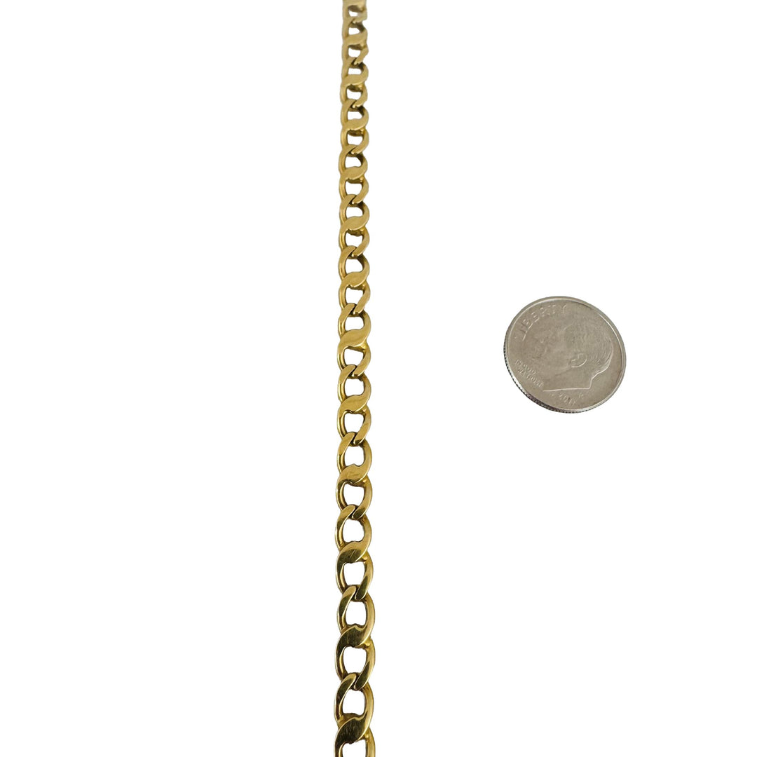 18k Yellow Gold 11.8g Vintage Solid 5mm Fancy Curb Link Bracelet Italy 7.5"
